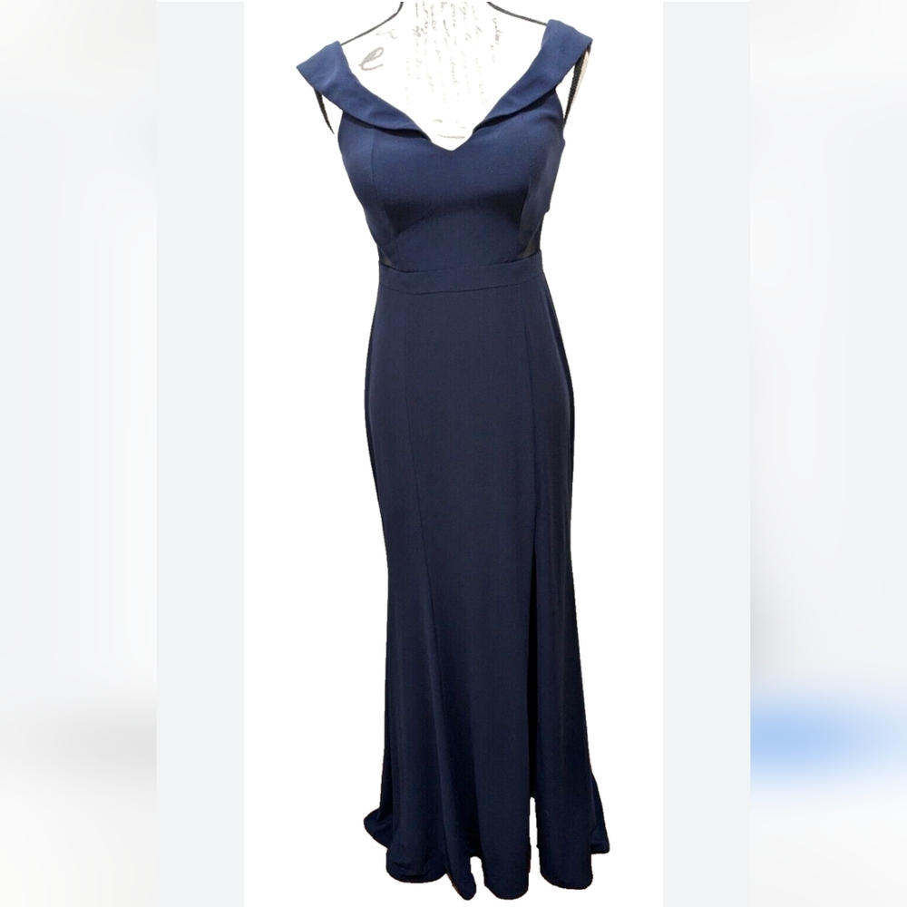 Elegant Navy Blue Evening Gown sz 12